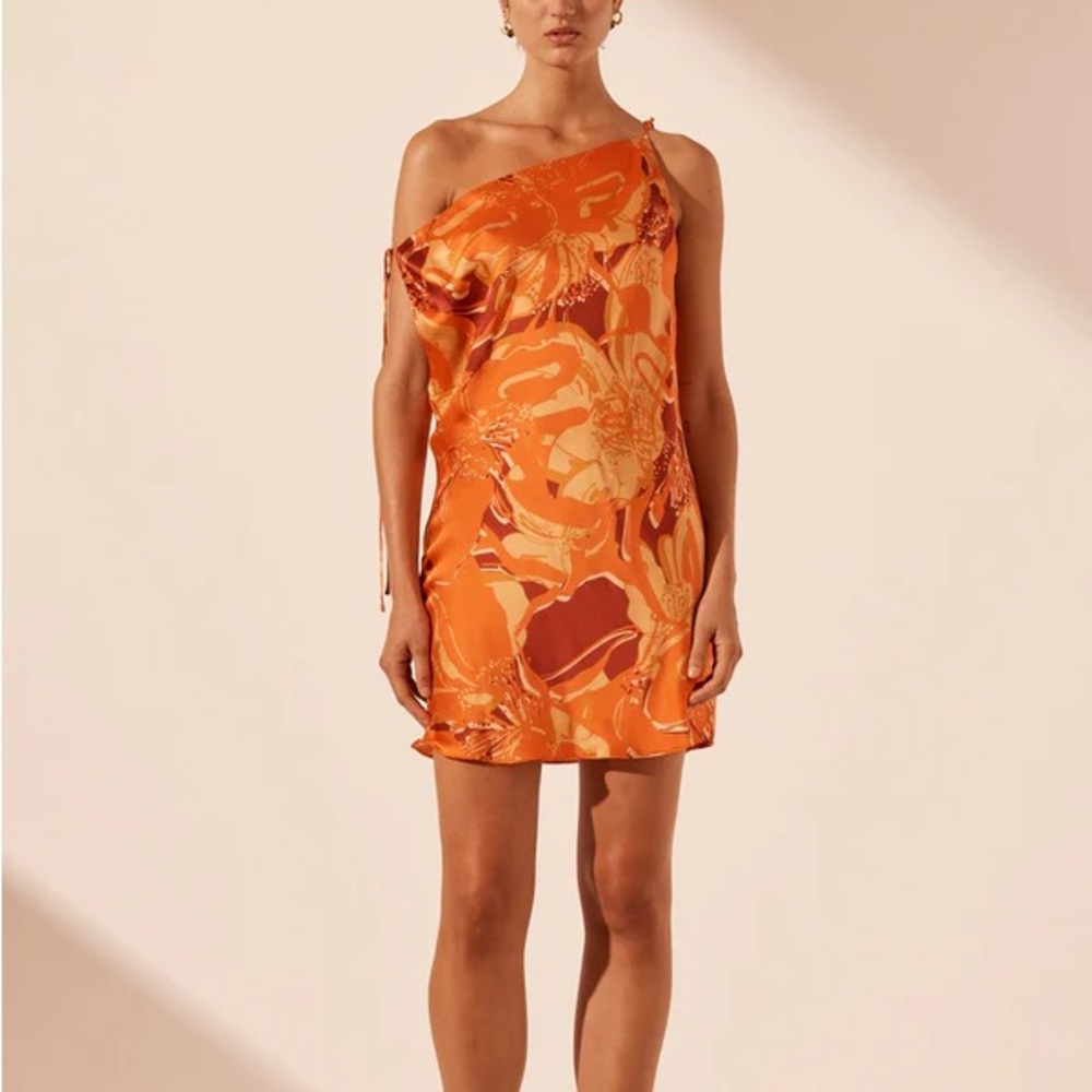 Shona Joy Chara Vibrant Orange Sleeveless Mini Bias Slip Silk Dress $380